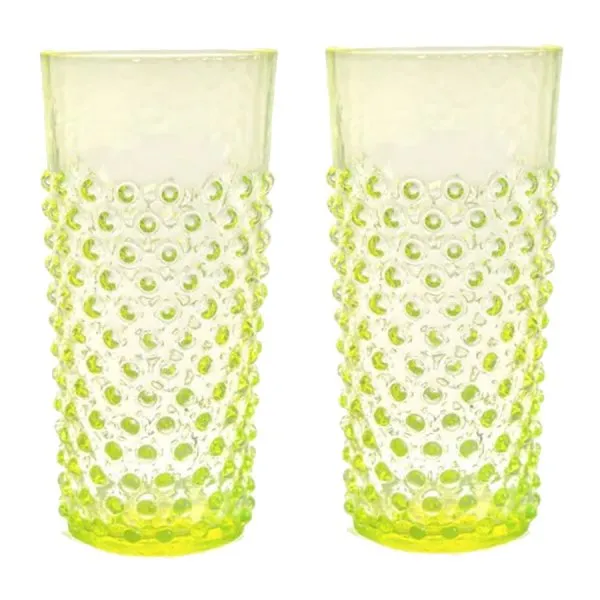 Klimchi Studio Wassergläser Set Hobnail Tumblers Neon Citrine (2-teilig)