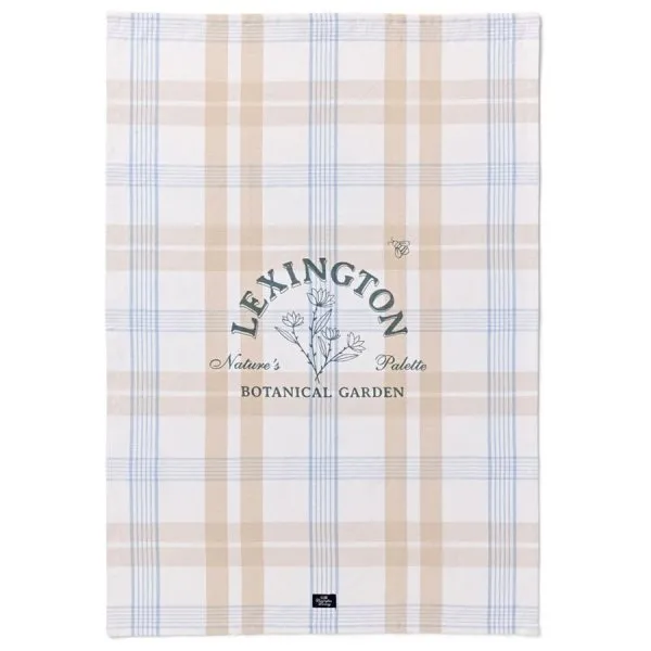 LEXINGTON Geschirrtuch Botanical Checked Weiß Beige Blau (50x70cm)