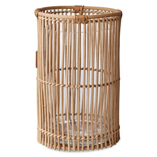 LEXINGTON Windlicht Rattan mit Glaseinsatz (28cm)