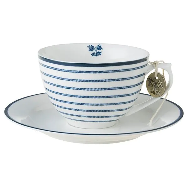 Laura Ashley Cappuccino Tasse und Untertasse Blueprint Candy Stripe (2-teilig)
