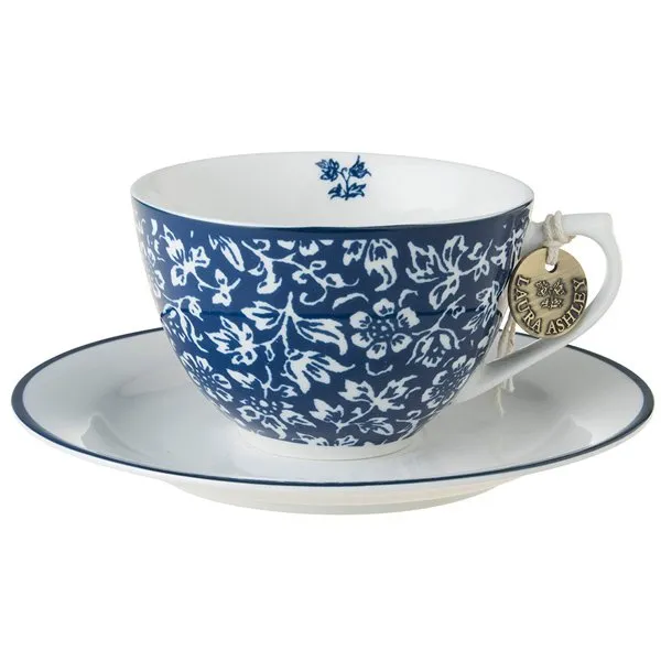 Laura Ashley Cappuccino Tasse und Untertasse Blueprint Sweet Allysum (2-teilig)
