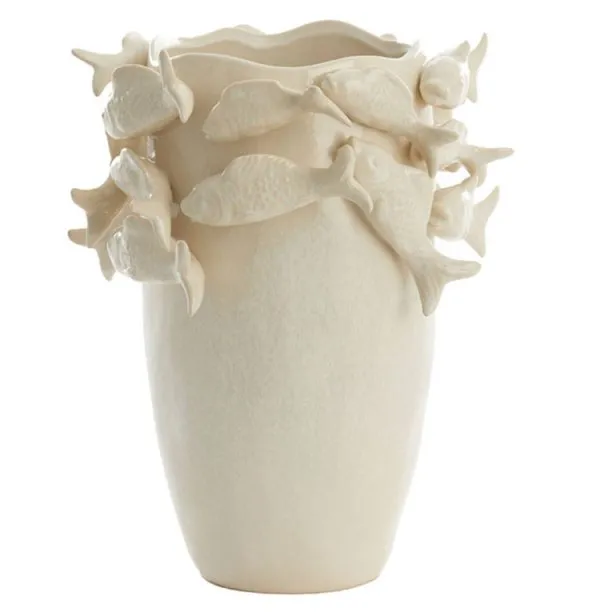 Light & Living Vase mit Fischen Cream (36,5cm)