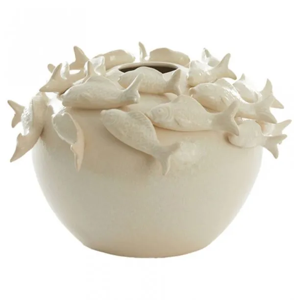 Light & Living Vase mit Fischen Rund Cream (27cm)