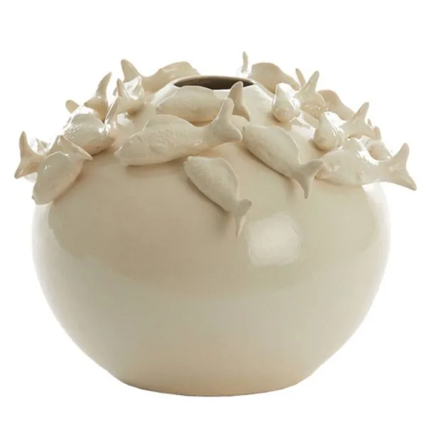 Light & Living Vase mit Fischen Rund Cream (32cm)