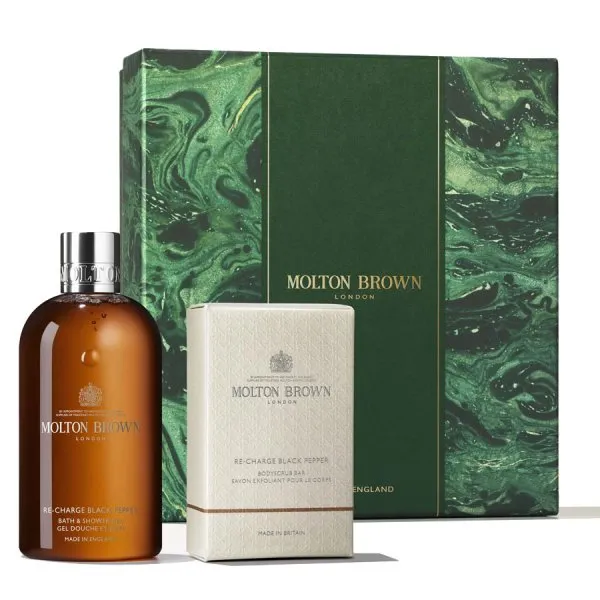 MOLTON BROWN Body Care Geschenkset Duschgel und Peeling Re-charge Black Pepper (2-teilig)