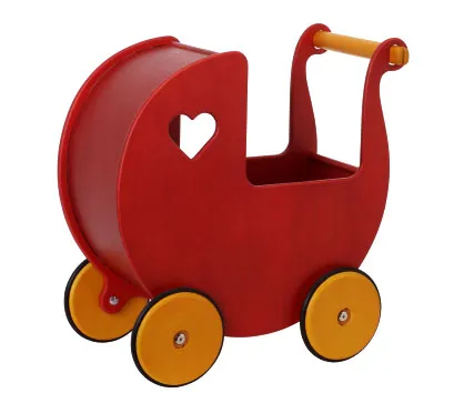Dänischer Designer Holz-Puppenwagen (rot) / dolls pram red