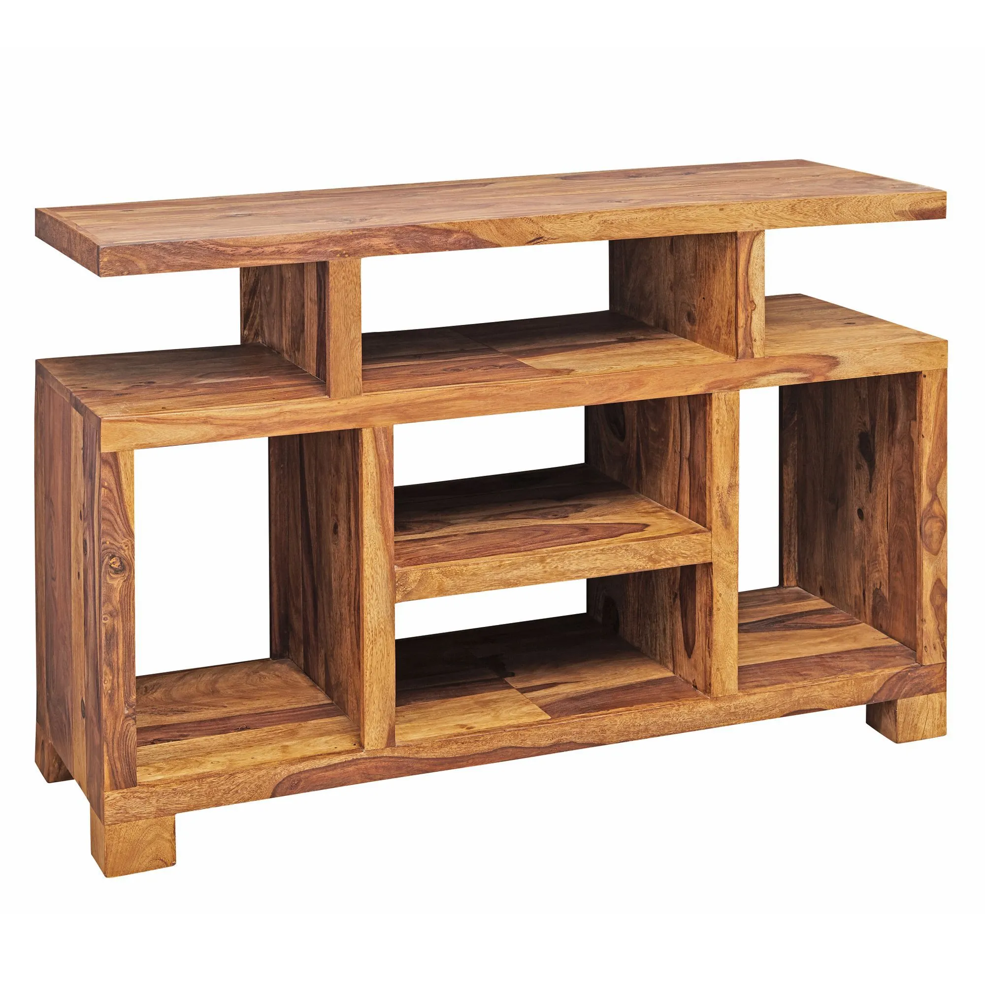 TV-Regal aus Sheesham Massivholz Apolo 156, Farbe: Sheesham - Abmessungen: 76 x 115 x 40 cm (H x B x T), Hochwertige Handarbeit mit Schutzlackbeschichtung