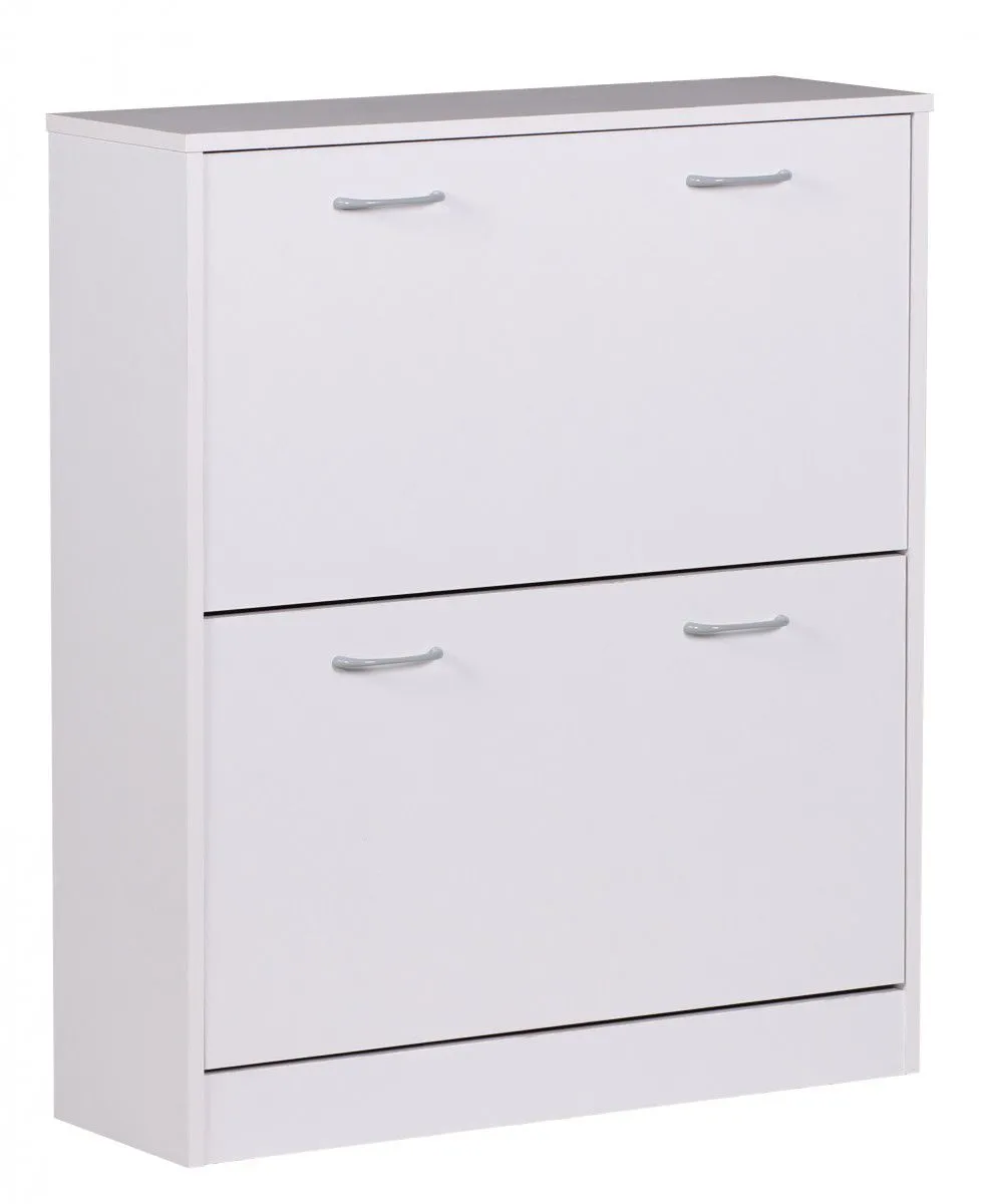 Schuhkipper mit 2 Fächern, Farbe: Weiß - Abmessungen: 87 x 75 x 24 cm (H x B x T), für ca. 20 Paar Schuhe