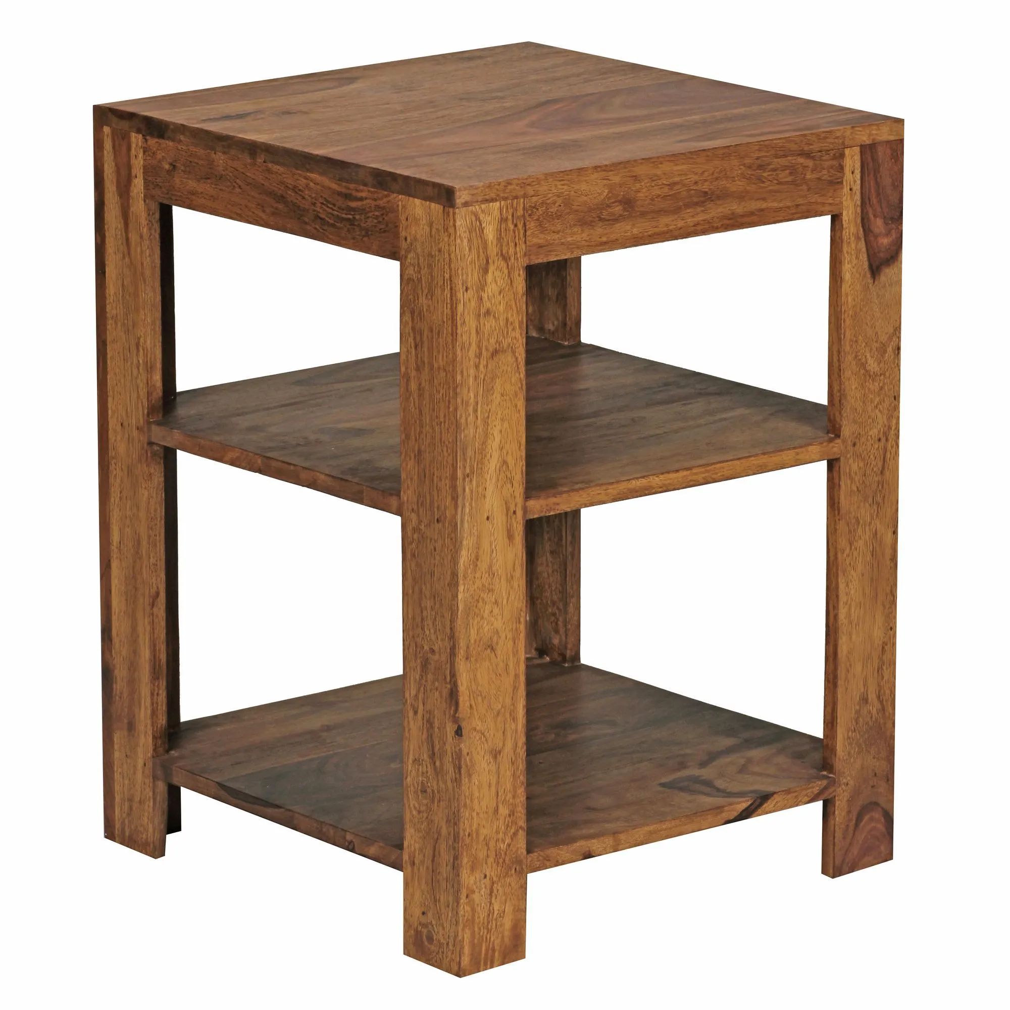 Sehr kleines Regal aus Sheesham Massivholz, Farbe: Sheesham - Abmessungen: 60 x 44 x 44 cm (H x B x T), mit 2 Fächern