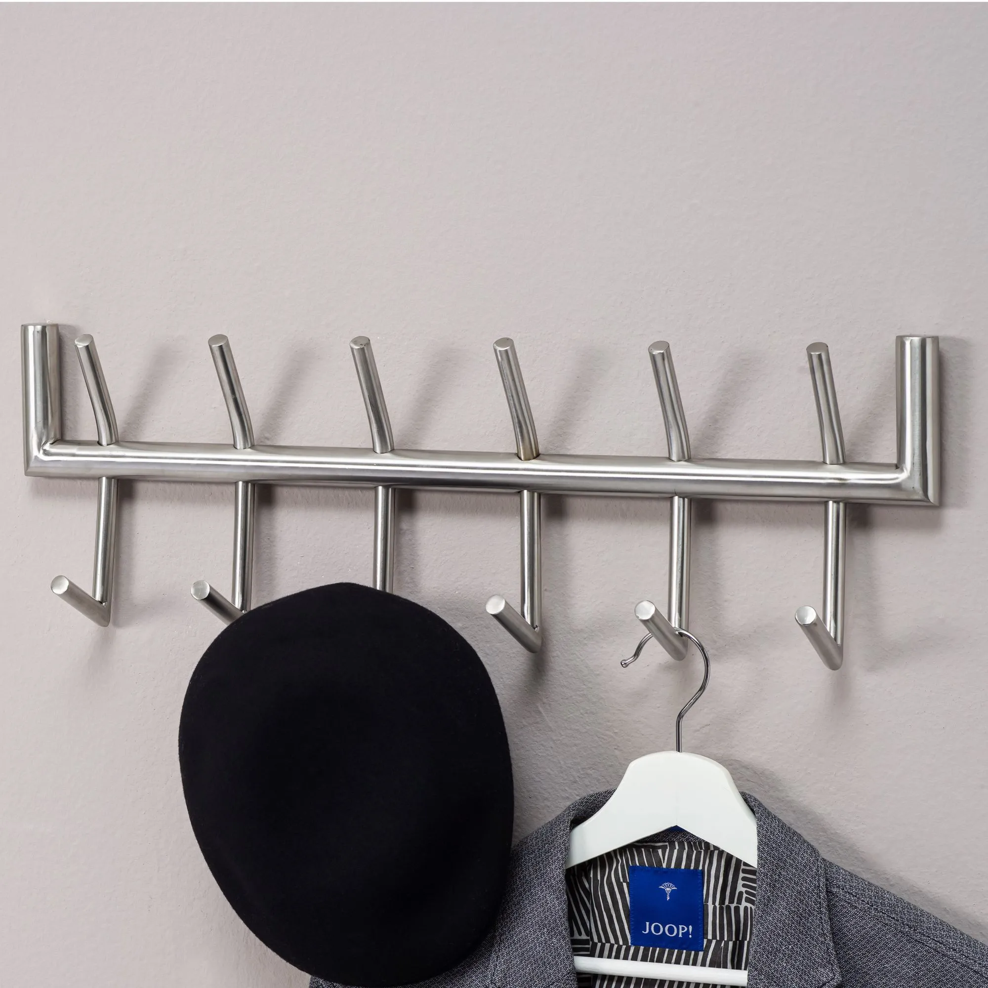 Wandgarderobe, Farbe: Silber - Abmessungen: 19 x 60 x 10 cm (H x B x T)