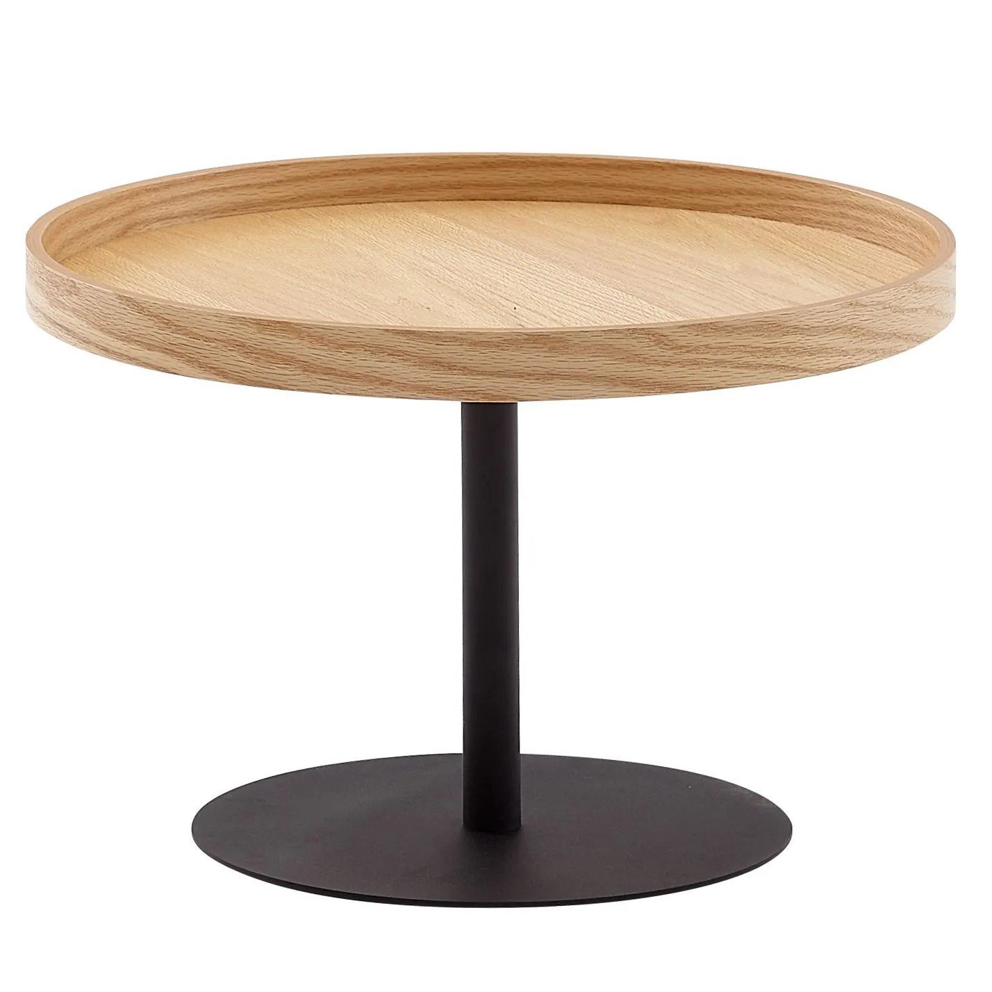 Wohnzimmertisch rund, Farbe: Eiche - Abmessungen: 61 x 61 x 40 cm (B x T x H) aus Eichenfurnier