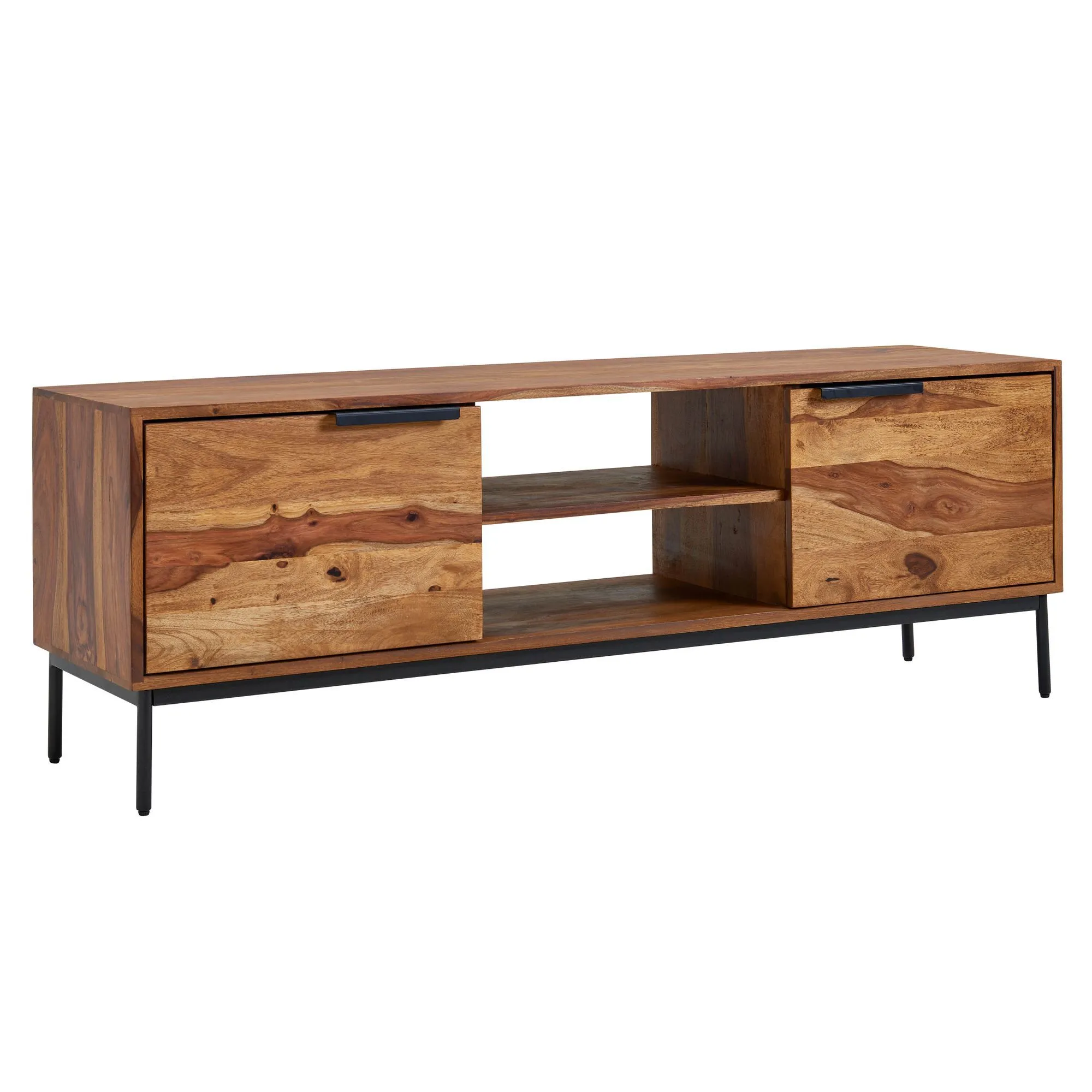 TV-Unterschrank / Lowboard aus Sheesham Massivholz, Farbe: Sheesham - Abmessungen 51 x 147 x 38 cm (H x B x T)
