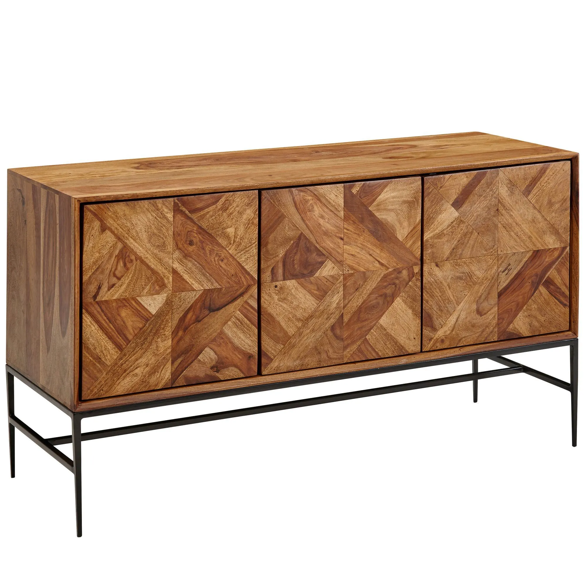 Kommode / Sideboard, Farbe: Sheesham, teilmassiv - Abmessungen: 71 x 123 x 45 cm (H x B x T)