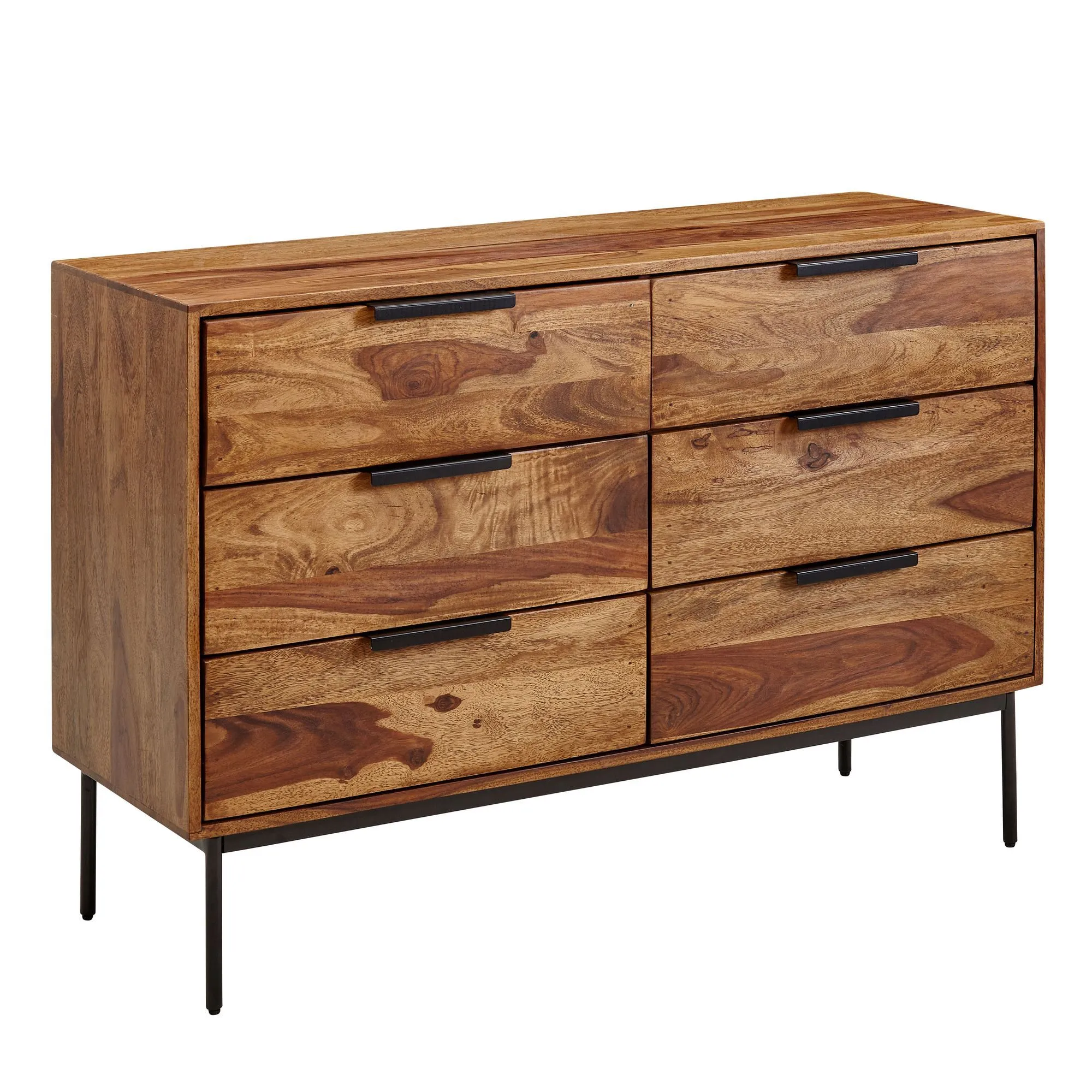 Kommode / Sideboard, Farbe: Sheesham, teilmassiv - Abmessungen:  80 x 117 x 42 cm (H x B x T)