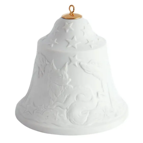 Meissen Christbaumschmuck Reliefglocke Füchse Weiß Bisquit