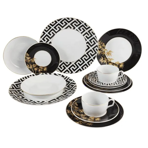 Meissen Starter Set Cosmopolitan Golden Bamboo Schwarz Gold (14-teilig)