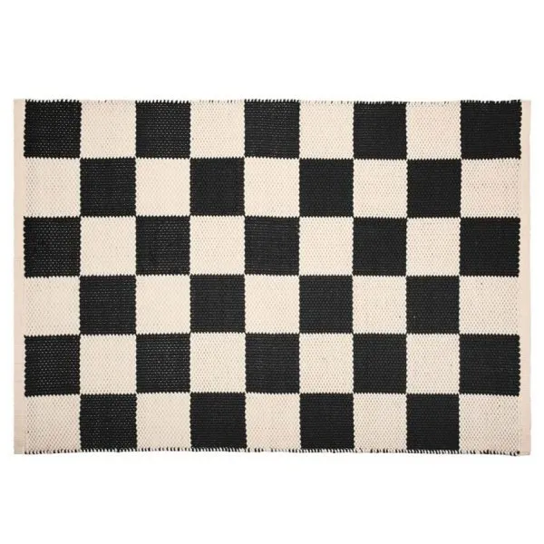 PAD Fußmatte Check Karomuster Schwarz Beige (80x160cm)