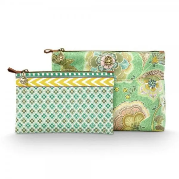 Pip Studio Kosmetiktasche Combi Caryn Matata Green (2-teilig)