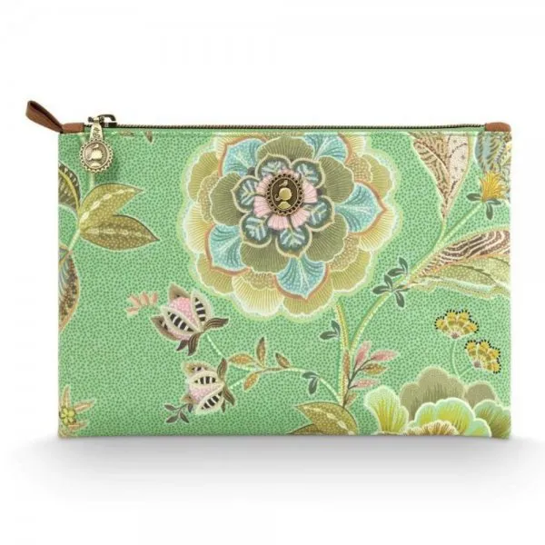 Pip Studio Kosmetiktasche Pouch Flach Matata Charly Grün (M)