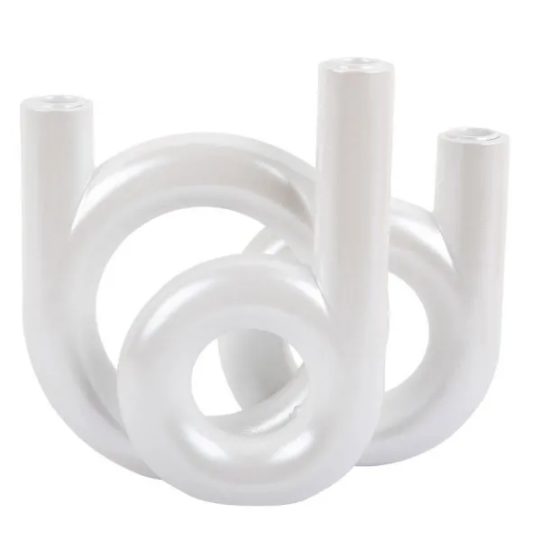 Present Time Kerzenständer Rings Candle Holder Metallic White (20cm)