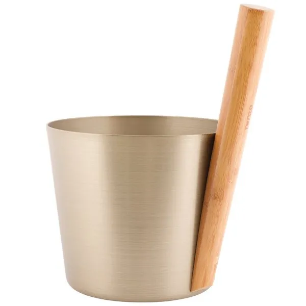 Rento Saunaeimer Aluminium mit Bambusgriff Zartgold