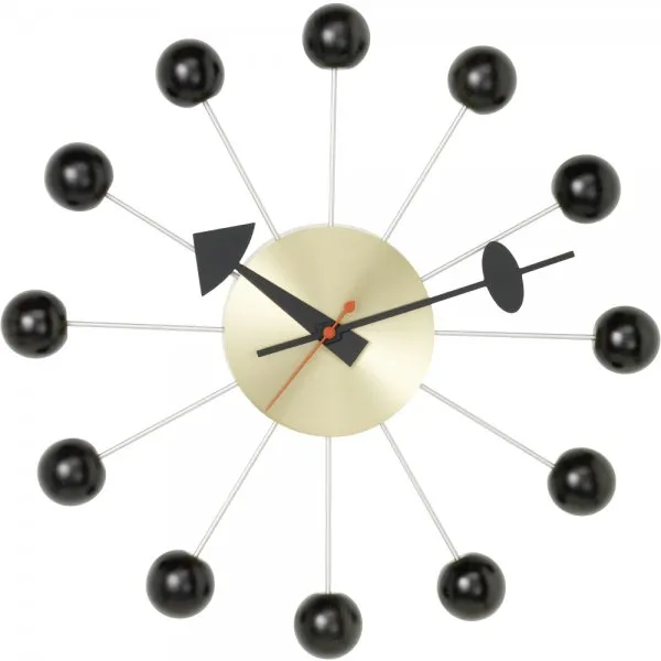 Vitra Wanduhr Ball Clock Schwarz Messing