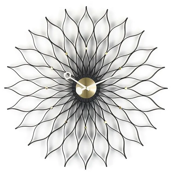 Vitra Wanduhr Sunflower Clock Schwarz-Messing