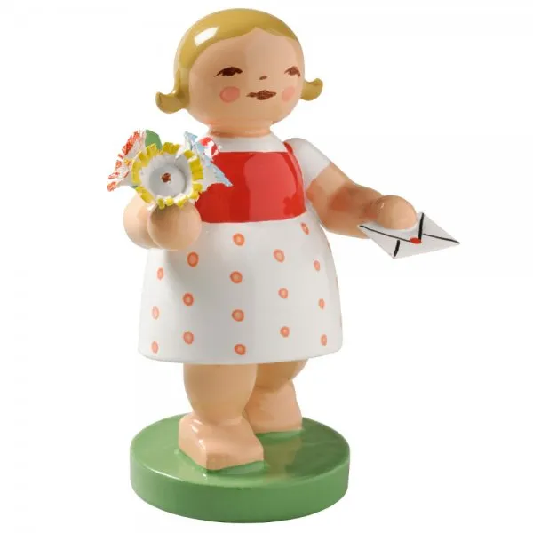 Wendt & Kühn Blumenkind Mädchen Gratulantin mit Brief und Blumen