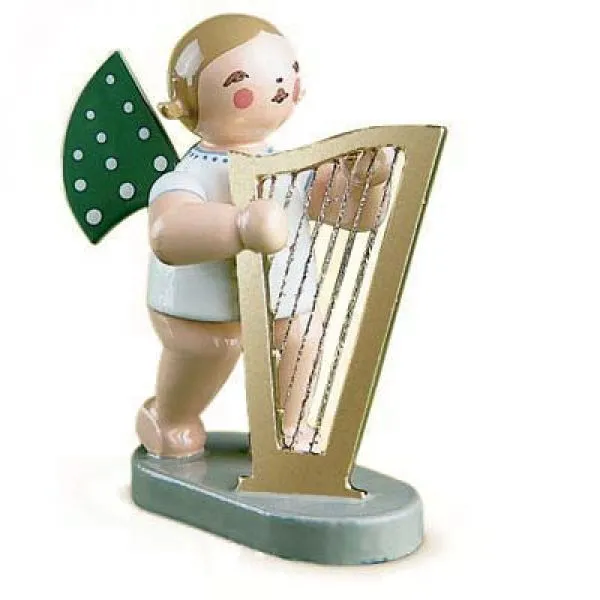 Wendt & Kühn Grünhainicher Engel mit großer Harfe stehend