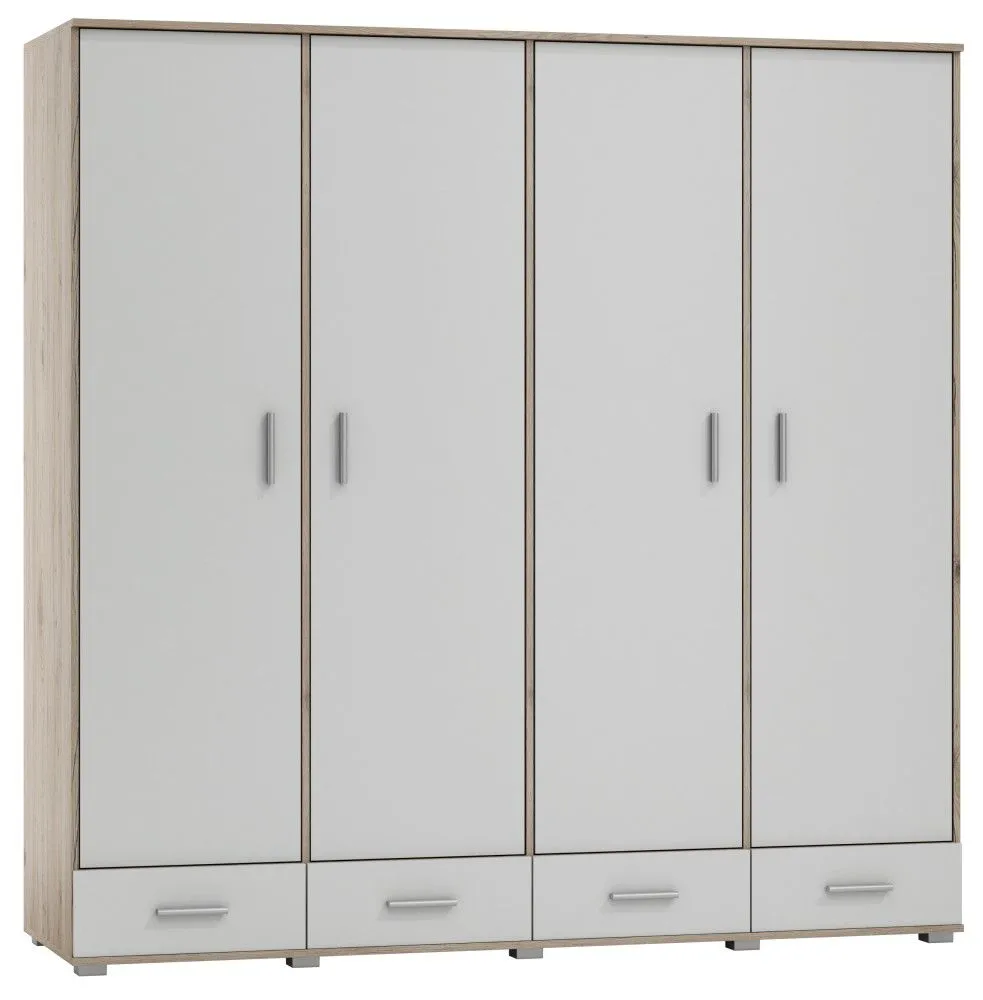 Drehtürenschrank / Kleiderschrank Kavieng 26, Farbe: Eiche / Weiß - Abmessungen: 200 x 200 x 60 cm (H x B x T)