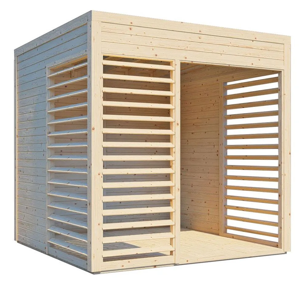 Pavillon Gartenhaus Freiburg 01 inkl. Fußboden, Naturbelassen - 19 mm Element-Pavillon, Nutzfläche: 5,2 m², modern, Gartenlaube