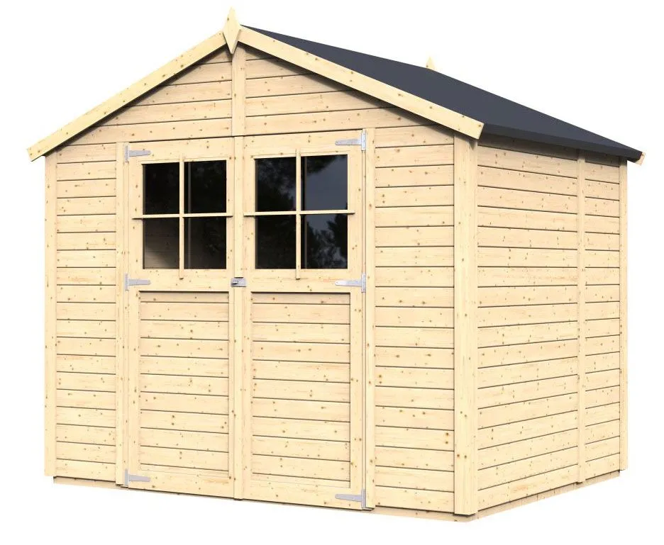 Gartenhaus Münster 03 inkl.  Fußboden,  Naturbelassen - 19 mm Elementgartenhaus, Nutzfläche: 4,3 m²
