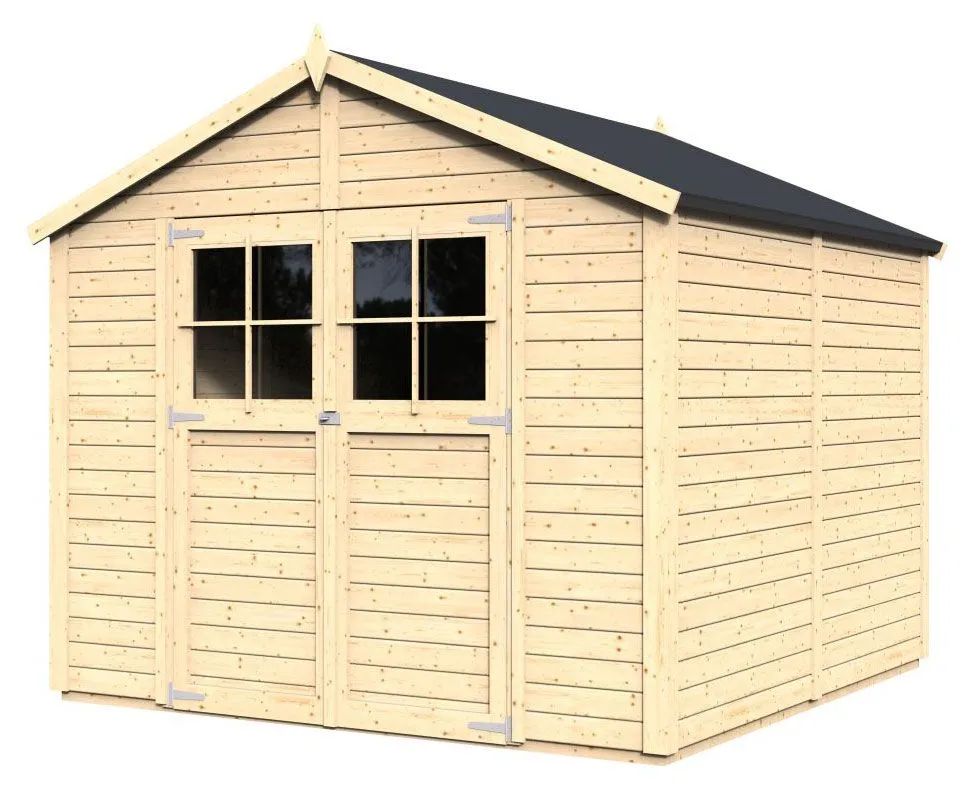 Gartenhaus Münster 04 inkl.  Fußboden,  Naturbelassen - 19 mm Elementgartenhaus, Nutzfläche: 5,8 m²