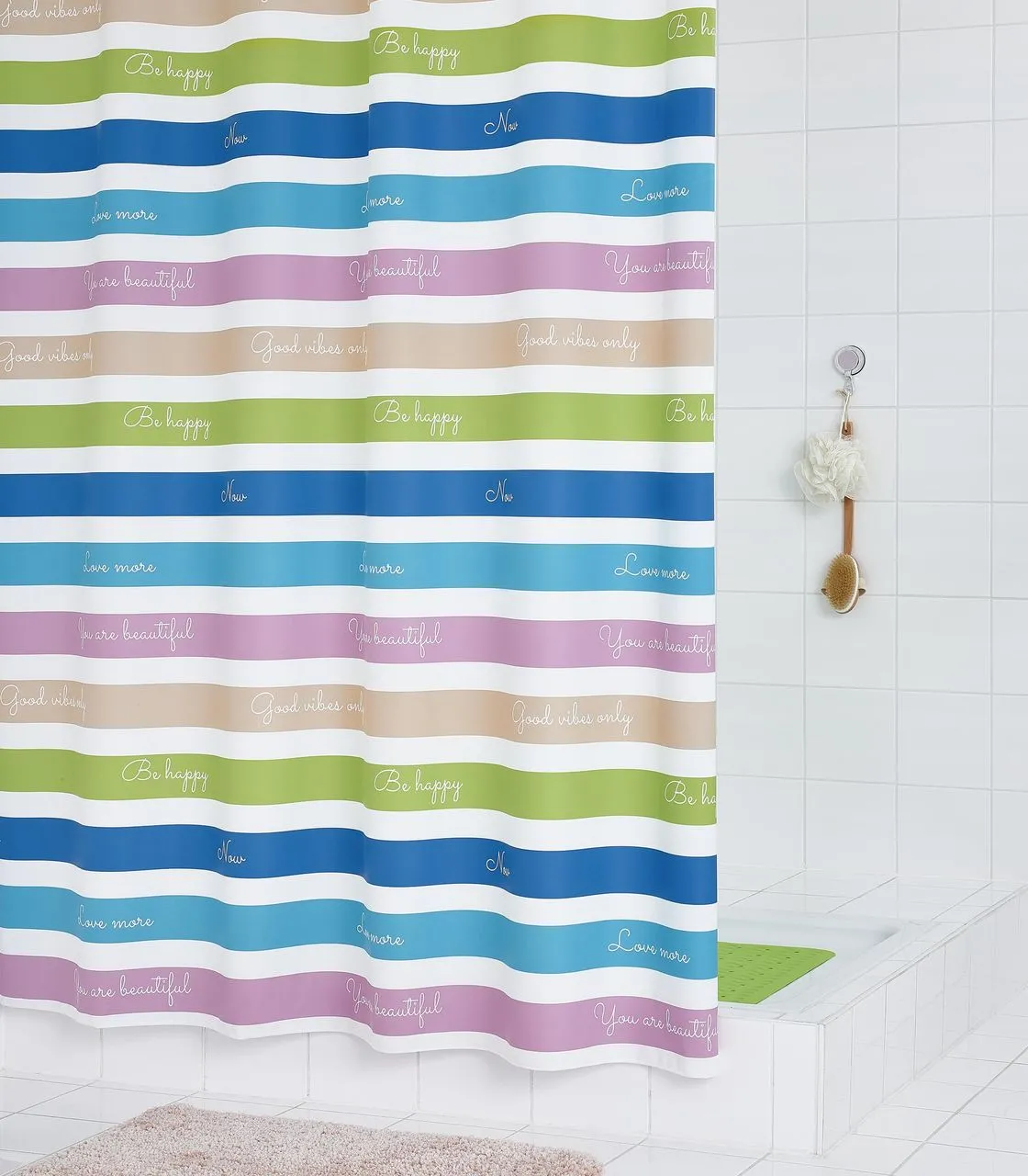 Duschvorhang Folie Motivation ca. 180x200 cm, multicolor, inkl. Ringe,