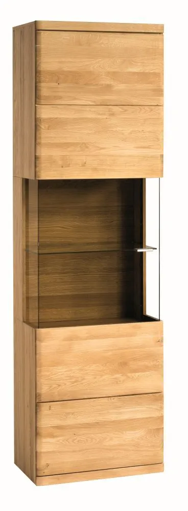 Vitrine Recife 01, Farbe: Natur, Eiche teilmassiv – 203 x 60 x 38 (H x B x T)