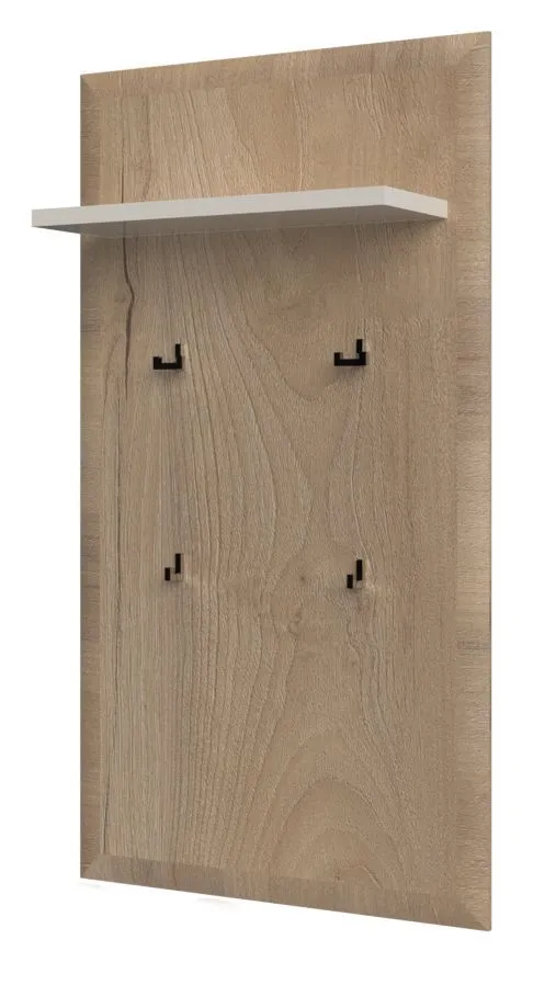 Garderobe Gataivai 15, Farbe: Beige Hochglanz / Walnuss - 128 x 70 x 22 cm (H x B x T)