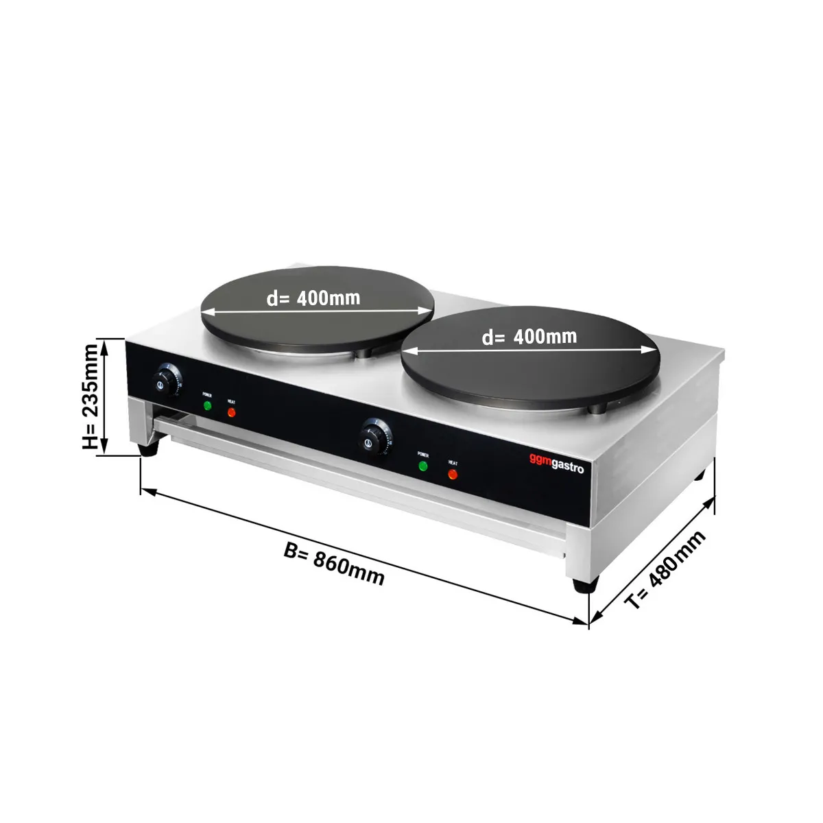 Crêpes-Gerät - mit 2 Platten á Ø 400mm