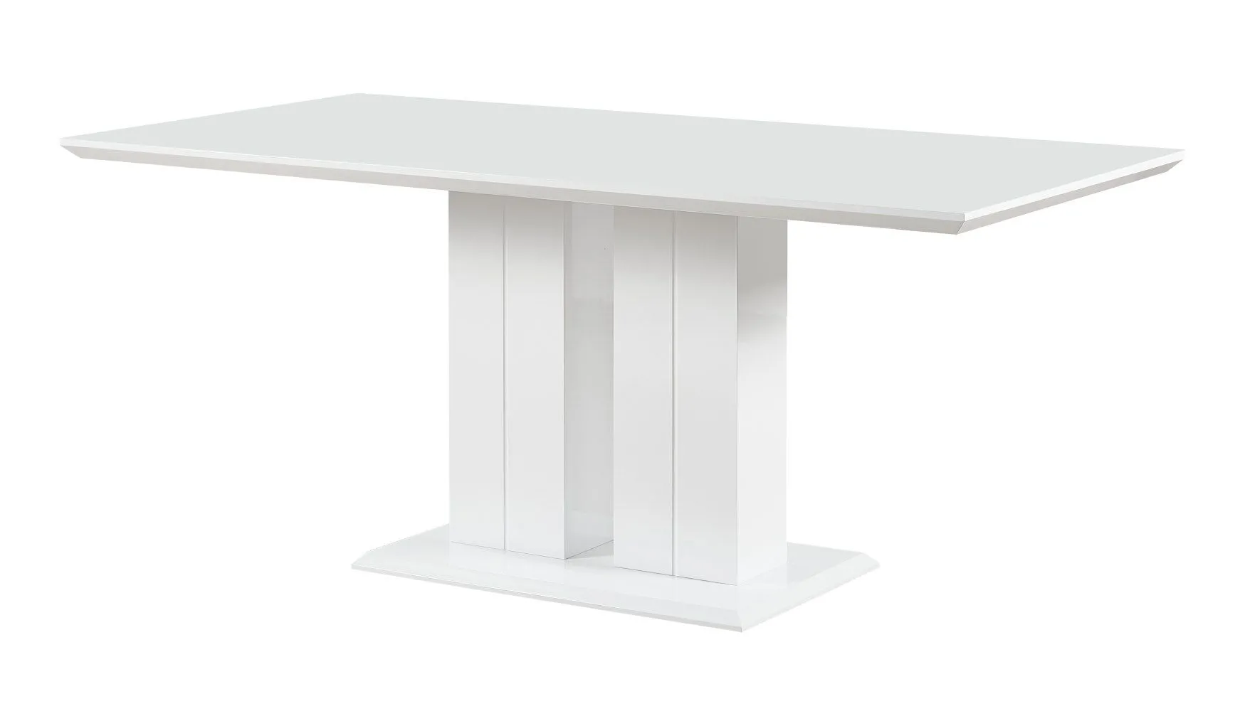 Eckiger Esstisch Daures 114, in Weiß Hochglanz, 180 x 90 cm, hochwertig verarbeitet, elegantes Design, sehr stabil