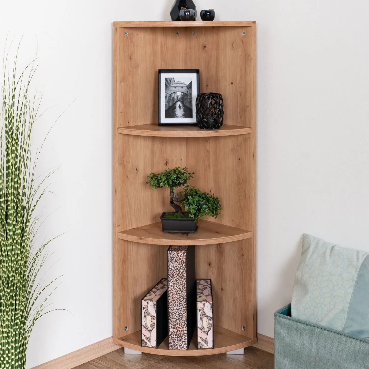 Eckregal Curug 03, Farbe: Eiche - Abmessungen: 113 x 34 x 34 cm (H x B x T)