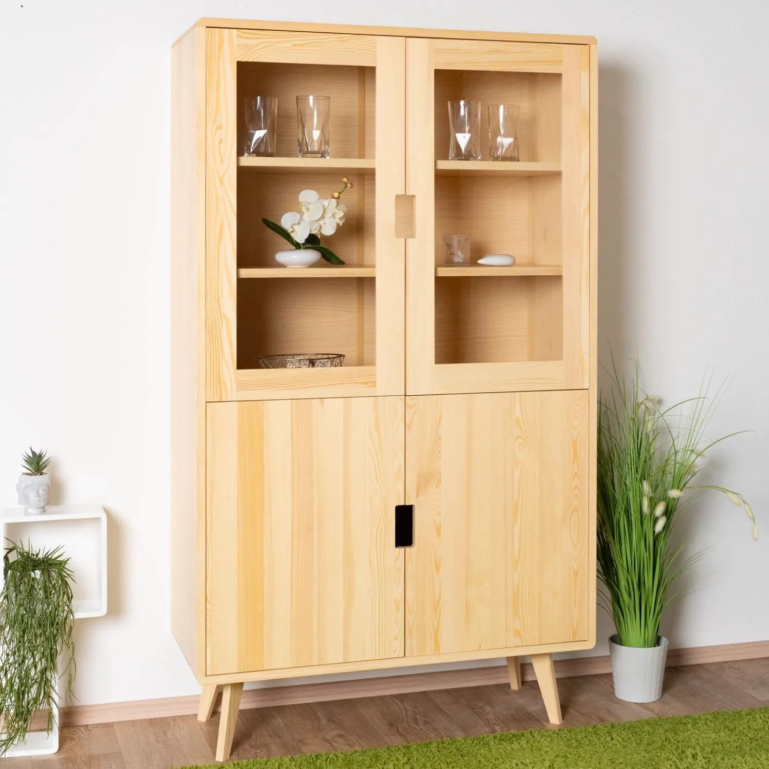 Vitrine Kiefer massiv natur Aurornis 26 - Abmessungen: 166 x 96 x 40 cm (H x B x T)