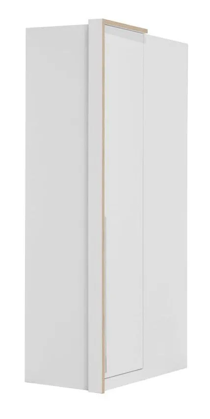Drehtürenschrank / Eckkleiderschrank Cerdanyola 04, Farbe: Eiche / Weiß - Abmessungen: 216 x 106 x 56 cm (H x B x T)