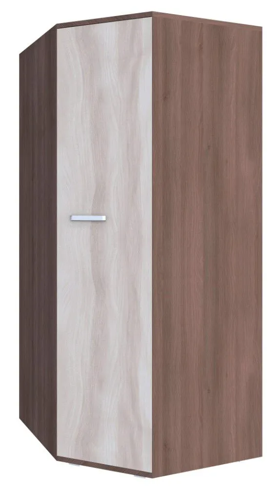 Drehtürenschrank / Eckkleiderschrank Kerema 04, Farbe: Nuss / Ulme - Abmessungen: 190 x 85 x 85 cm (H x B x T)