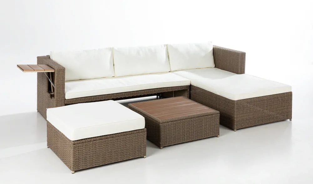 9-tlg. Lounge-Set mit Tisch und Auflagen