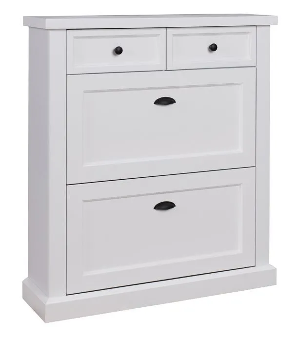 Schuhschrank "Veternik" 01, Farbe: Weiß - Abmessungen: 110 x 98 x 28 cm (H x B x T)