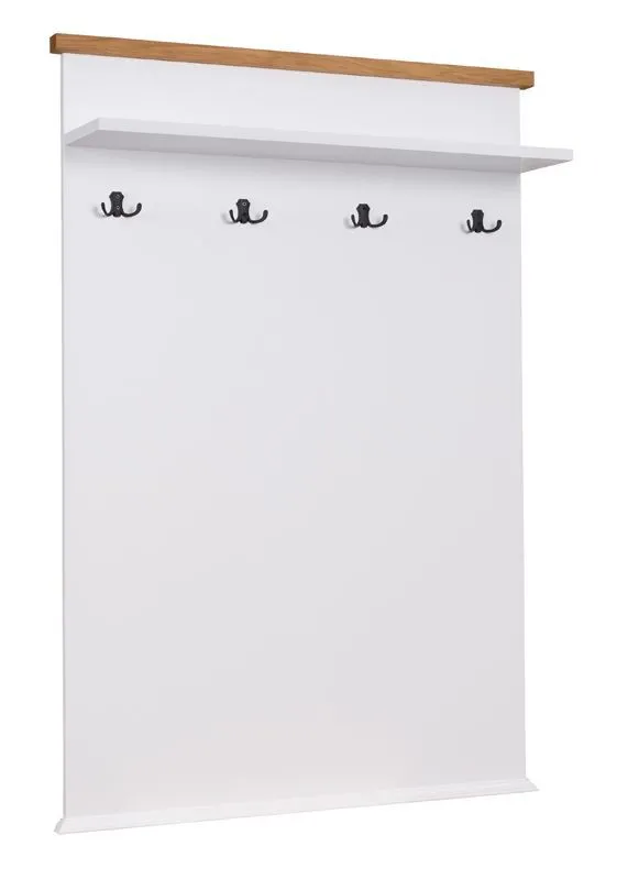 Garderobe "Veternik" 04, Farbe: Weiß / Eiche - Abmessungen: 144 x 99 x 22 cm (H x B x T)