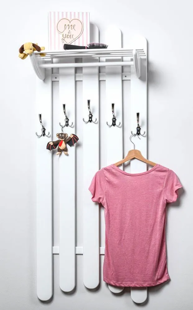 Garderobe Kiefer massiv Vollholz Weiß Junco 341 – Abmessungen: 150 x 60 x 33 cm (H x B x T)