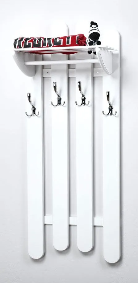 Garderobe Kiefer massiv Vollholz Weiß Junco 345 - Abmessungen: 125 x 50 x 33 cm (H x B x T)