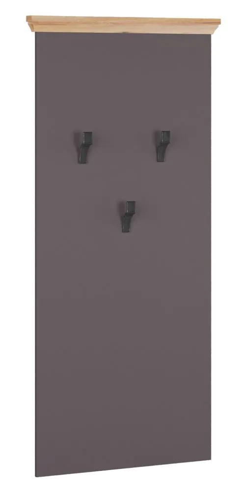 Garderobe Cuenca 08, Farbe: Eiche / Grau - Abmessungen: 138 x 60 x 6 cm (H x B x T)