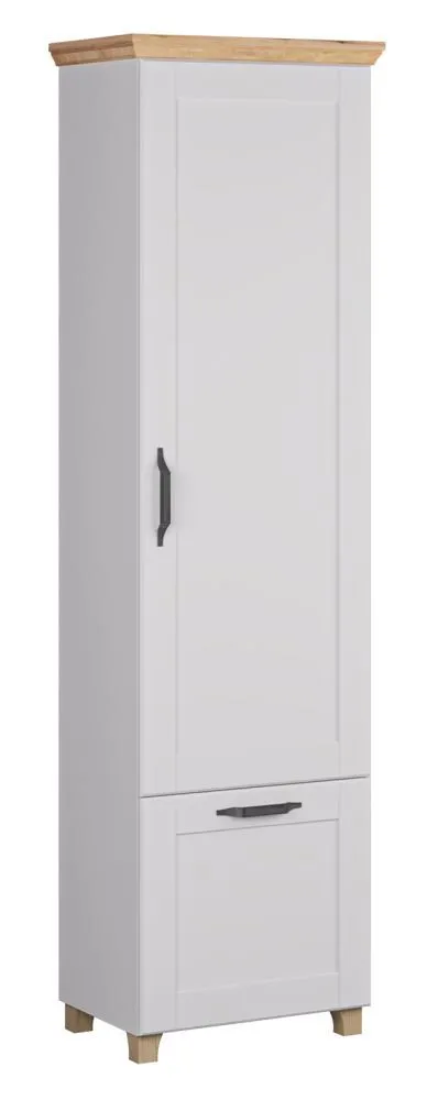 Schrank Cuenca 07, Farbe: Eiche / Weiß - Abmessungen: 209 x 60 x 39 cm (H x B x T)