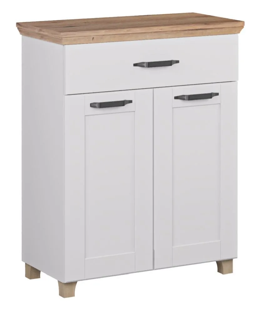 Schuhschrank Cuenca 10, Farbe: Eiche / Weiß - Abmessungen: 99 x 80 x 39 cm (H x B x T)